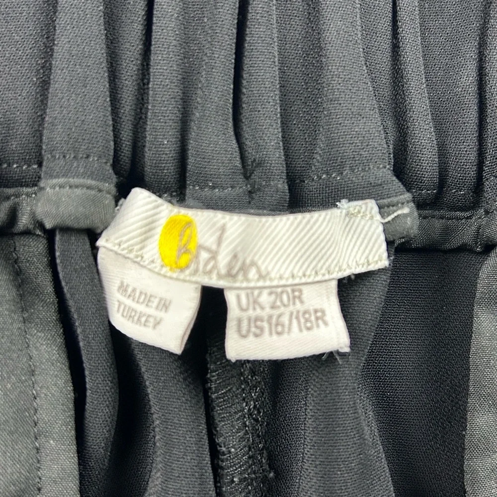 Boden Black Pleated Front Pull On Trouser Pants Womens 16/18 R Black